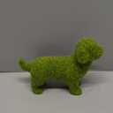 Lawn Dog Figurine Green Flocked Puppy Ornament Faux Moss Covered Animal Statue for Art Turf Grass Decor Floral Arrangement Craft