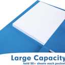 Two Pocket Folders, RAZCC 75 Pack 2 Pocket Folders Fit Letter Size Paper, Paper Folders with Pockets for School Office Business Home (Navy Blue)