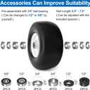 13x6.50-6 Flat Free Lawn Mower Tires and Wheels 3/4" 5/8" 1/2" Ball Bearings, 13x6.5x6 Zero Turn Mower Front Tires, Smooth Tires for Commercial Grade Lawn 5.5"-7.5" Adjustable Centered Hub