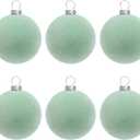 KI Store Mint Velvet Ball Ornaments 6pcs 2.36-Inch for Party Christmas Tree Baby Shower First Christmas Decorations