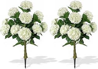 2 Pack 3FT Artificial Hydrangea Trees with Spikes | UV Resistant Faux Silk Hydrangea Flowers Plant, Hydrangea Topiary Bush for Garden Porch Patio Decor