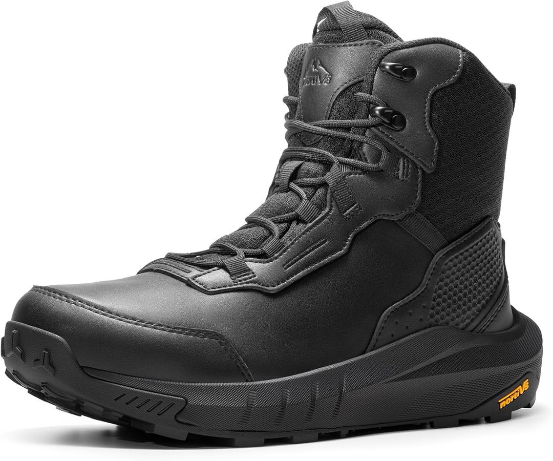 NORTIV 8 Men's Waterproof Tactical Work Winter Boots Cushion Sole Lightweight Leather Non-Slip Combat Boots with Arch Support for Military Motorcycle Hiking HydroRange (US-12W, Black)