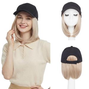 SEGO Pro White Wig Hat, Baseball Cap with Hair Attached for Women, 6" Hat Wig with Heat Resistant Synthetic Hair Extensions, for Daily Wear, Busy Mornings- Straight, Golden Brown Mix Dark Blonde