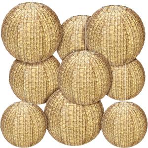 9 Pcs Print Burlap Paper Lanterns 8 10 12 Inch Chinese Decorative Paper Lantern Boho Paper Lanterns Hanging Classroom Farmhouse Decor for Wedding Party Birthday Baby Shower Celebration Event