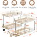 Delamu 2-Tier Multi-Purpose Bathroom Under Sink Organizers and Storage, Stackable Kitchen Pantry Organization, Pull Out Medicine Cabinet Organizer with Movable Dividers, Amber, 2 Pack
