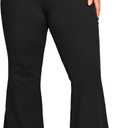 WDIRARA Women's Plus Size Elastic High Waist Flare Bell Bottom Ribbed Knit Long Pants (3X-Large Plus, Black)