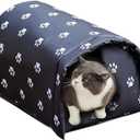 YOMEESOUL Outdoor Feral Cat House Winter, Weatherproof Waterproof Rainproof Foldable Cotton Filled Thicken Stray Feral Cats Dogs Tent Shelter Home Keep Warm Outdoor Indoor Garden (Large - 3 Cats)