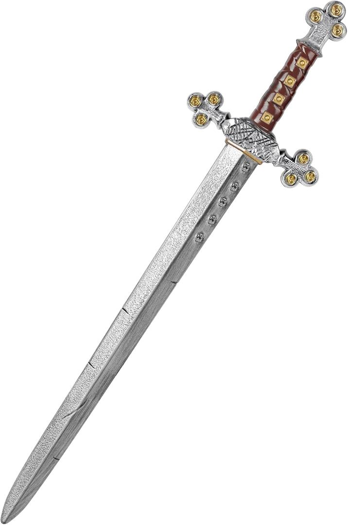 Crusader Knight Toy Sword,27.5" Plastics Sword Medieval Warrior Costume Accessories for Halloween Cosplay LARP,Props (Rosette)