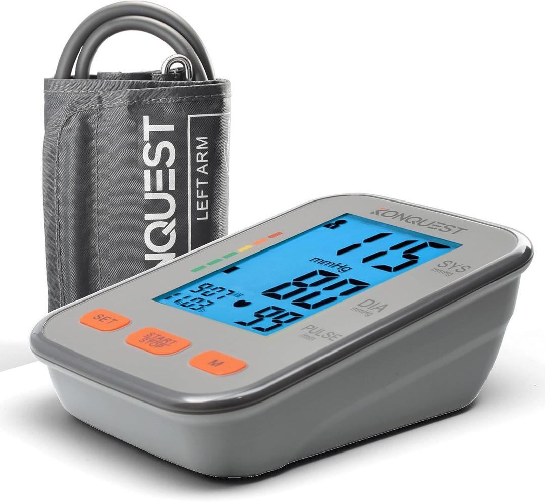 Konquest KBP-2704A Automatic Upper Arm Digital Blood Pressure Monitor BP Machine with Large Cuff (8.516.5 in), Backlit Display, Digital, Irregular Heartbeat Detector Tensiometro