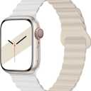 Magnetic Sport Bands Compatible with Apple Watch Band 38mm 40mm 41mm 42mm 44mm 45mm 46mm 49mm, Double Sided Wearable Silicone Magnetic Loop Strap for Woman, for iWatch Series 11 10 9 8 7 6 Ultra 3/2/1 (White/Antique White, 38mm/40mm/41mm/42mm(Series 10))