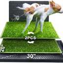 Hompet Dog Potty for Indoor or Porch, 2 Pcs Artificial Grass Training Pads with Pee Baffle, Reusable, Alternative to Puppy Pads, Portable Dog Litter Box for Small/Medium Dogs