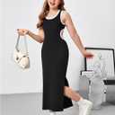 BEAUDRM Girl's Summer Cut Out Scoop Neck Maxi Dress Sleeveless Split Hem Casual Dresses Black 9Y 