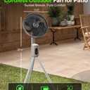 Outdoor Fans for Patios,Cordless Outdoor Fan with Light and Remote,Pedestal to Tabletop & Hanging,Battery Operated Rechargeable Fan,12" Oscillating Fan For Quiet,8 Speeds,Timer,Gazebo,Deck,Porch,Brown