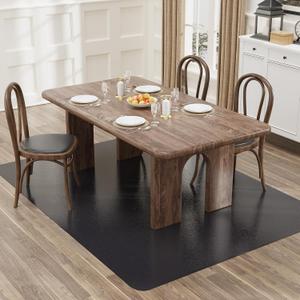 5'x7' Black Floor Mat for Under Dining Room Table, No Scratch Durable Plastic Area Rug for Kitchen, Waterproof Easy Flat Floor Protector for High Traffic Area