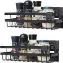 Sleclean Magnetic Spice Rack Organizer for Refrigerator, Pack of 2, Fridge Organizer Shelf, Refrigerator Organizers and Storage, Multi Use Kitchen Magnetic Shelf,11.8"x4.5"x4.3",Black