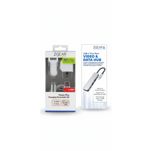 Set 2 Pack ZGEAR Power Plus Charging Essentials 3pc Kit For USB-C And Five Post USB-C Video Data Nub