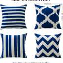 4 x OTOSTAR Set of 4 Waterproof Throw Pillow Covers 20x20 Inch Farmhouse Geometric Square Pillow Cases for Couch Patio Furniture Balcony Garden Outdoor DecorationGeometry70-Navy Blue