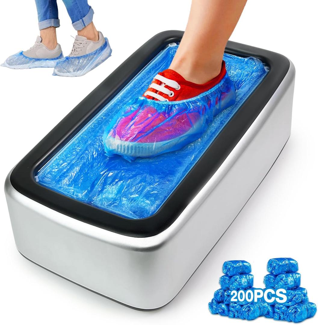 Shoe Cover Dispenser Containing 200pcs Shoe Covers Disposable Non Slip High Quality Automatic Shoe Cover Machine with Disposable Shoe Covers for Indoors for Most Occasion and Shoes Size