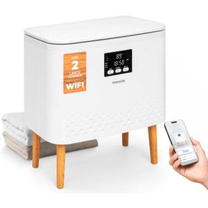 SereneLife WiFi-enabled Towel Warmer Bucket, 20L Large Capacity heater bucket for Towels Blanket and robes, Single-Touch Control, rectangular & Energy-Efficient Design, Auto Shut-Off, White