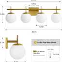 AIJIASI Bathroom Light Fixtures, 4-Light Brushed Gold Bathroom Vanity Lights Over Mirror, 30.7 Inch Modern Vanity Lighting with Milky White Glass Globe Shade Wall Sconce Lighting Bath