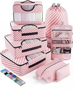 Veken 8 Set Packing Cubes for Travel Essentials, Suitcase Organizer Bags in 4 Sizes, Carry-On Luggage Accessories with Large Laundry & Hanging Toiletry Bag, Must-Have for Airplane, Road Trip & Camping