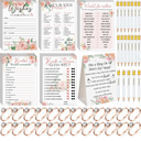 Sosation 331 Pcs Bridal Shower Games Supplies, 5 Sets (50 Cards Each) Wedding Games Cards, 1 Put a Ring on It Bridal Shower Game with 60 Rings and 20 Team Pencils for Wedding Engagement