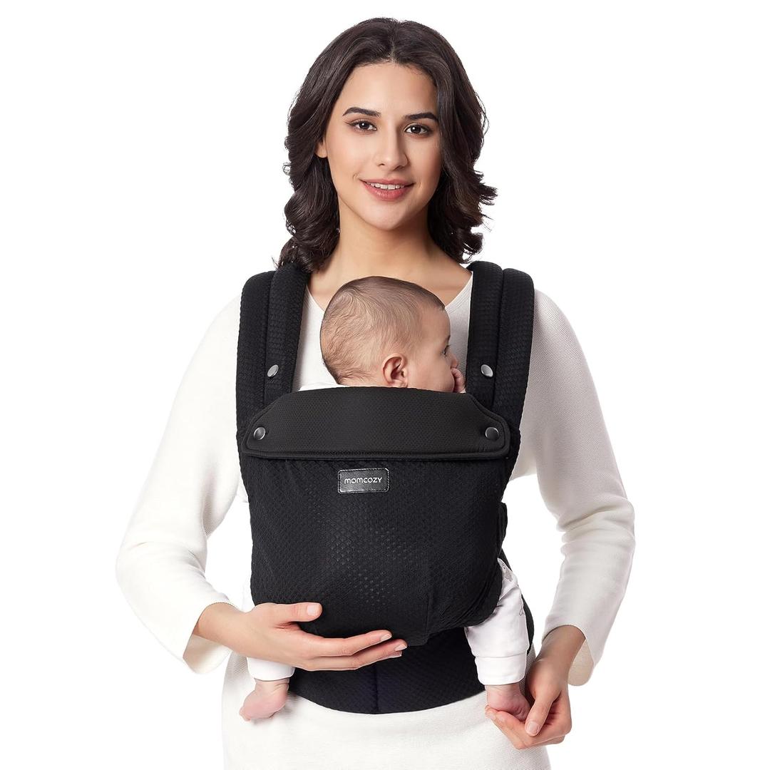 Momcozy Breathable Mesh Baby Carrier, Ergonomic and Lightweight Infant Carrier for 7-45lbs with Enhanced Lumbar Support, All Day Comfort for Hands-Free Parenting, Air Mesh-Black, Regular 