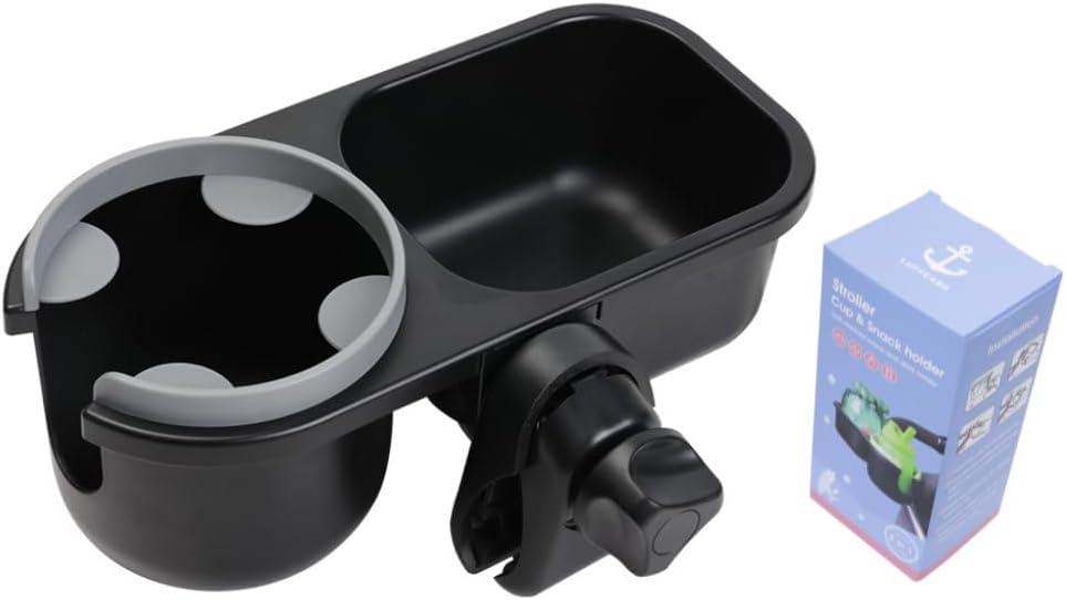 Universal Snack Tray for Stroller with Stroller Cup Holder, Universal Stroller Snack Tray with Cup Holder, Stroller Tray Attachment and Stroller Accessories (Grey)