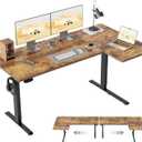 Agilestic 55 * 28 Inch Reversible L Shaped Electric Standing Desk, Brown
