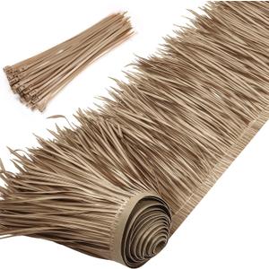 Yilloog Palm Thatch Roll Palm Thatch Runner Roll Mexican Style Straw Roof Panels Tiki Hut Palapa Straw Roofs Duck Blind Grass for Tiki Bar Hut Garden Patio(8 M/ 26.3 ft,Gray Brown)