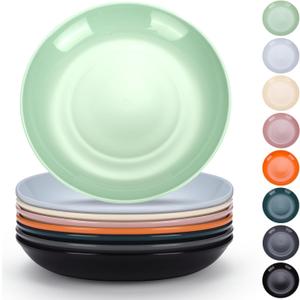 Evanda Plastic Plates Set of 8 Pieces, Dinner Plates 9.5 inch Unbreakable Reusable Dishes for All Purpose and All Age, Microwave Safe BPA Free Dishwasher Safe (Mutil Color)