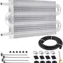 BARTOO Universal 5/16" Transmission Oil Cooler Kit, Aluminium alloy 4 Pass Tube and Fin Oil Cooler Kit(Sliver)