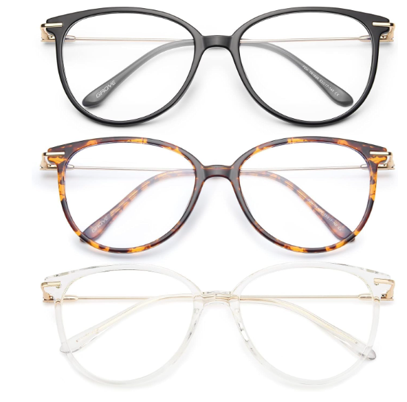 Gaoye Blue Light Blocking Glasses - Trending Round TR90 Frames, Metal Arms, UV400 Protection - Matching Soft Case