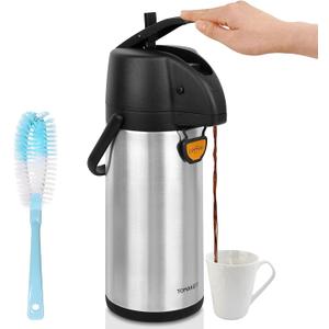 Airpot Coffee Dispenser Thermal with Pump,2.5L/85 Oz Insulated Stainless Steel Large Airpot Coffee Carafe Lever Action for Hot/Cold Water,Thermal Carafes for Hot Cocoa for Parties