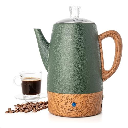 Mixpresso 10 Cup Percolator Coffee Pot Electric, Stainless Steel Coffee Percolator Electric With Keep Warm Function, Classic Perculator Pot With Removable Basket for Home or Office - Shiny Green