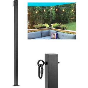 String Light Poles 1 Pack - Outdoor Metal Posts with Hooks for Hanging String Lights - Garden, Backyard, Patio Lighting Stand Mounted on Brick Wall, Concrete Wall and Wood Top Rail