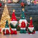 4 Pcs Large Christmas Plush Gnome Decorations Xmas Farmhouse Tiered Tray Tree Decor Nordic Handmade Swedish Tomte Gnomes Xmas Standing Plush for Christmas Tabletop Centerpieces