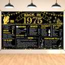 DARUNAXY 50th Birthday Black Gold Party Decoration, Back in 1975 Banner 50 Year Old Birthday Party Poster Supplies Vintage 1975 Backdrop Photography Background for Men & Women 50th Class Reunion Decor