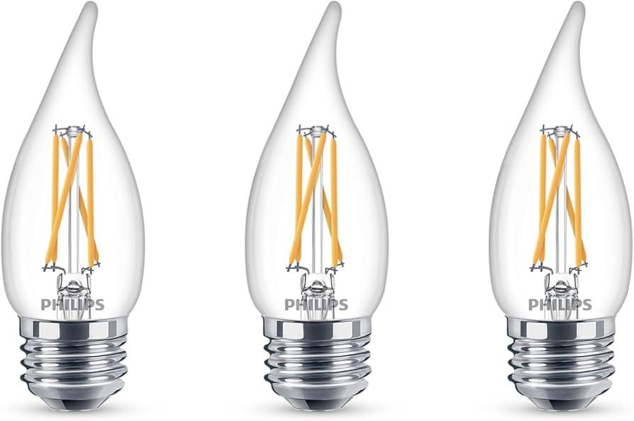 PHILIPS LED 60W BA11 E26 Base 3-Pack Ultra Definition Soft White (2700K) 500 Lumen (5W = 60W) Dimmable Clear Flicker-Free Candelabra Light Bulbs PHILIPS LED 60W BA11 E26 Base 3-Pack Ultra Definition Soft White (2700K) 500 Lumen (5W = 60W) Dimmable Clear Flicker-Free Candelabra Light Bulbs