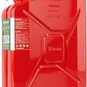 Wavian USA Authentic NATO Jerry Can and Spout System - Rust-Proof, EPA & CARB Compliant, Red, 20 Litre, Metal Gas Can 5 Gallon