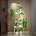 Plant Stand Indoor with Grow Lights, 9 Tiered Metal Plant Shelf, 63" Tall Plant Stand for Indoor Plants Multiple, Large Plant Rack Display Shelves, Corner Plant Holder for Home, Patio (White)