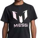 Messi Boys' Lifestyle Short Sleeve T-Shirt, Slim-fit Logo Tee, Cotton Blend Fabric, L