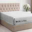 Extra Deep Full Fitted Sheet - Hotel Luxury Single Fitted Sheet Only - Easily Fits 18 inch to 24 inch Mattress - Ultra Soft, Wrinkle Free with Extra Deep Pockets - Breathable & Comfy - Grey Stripes