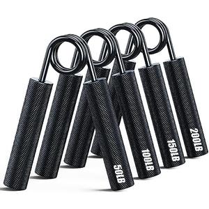 ZEAGUS Grip Strength Trainer 4 Pack, 50LB-200LB Metal Hand Grip Strengthener, Non-Slip Heavy-Duty Forearm Exerciser, Hand Gripper for Muscle Building and Hand Rehabilitation Exercising-Black