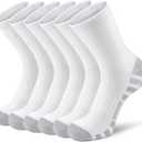 Airacker Athletic Socks Sport Running Calf Socks Performance Cushioned Breathable Crew Socks for Men Women(6 Pairs) (9-12, White)