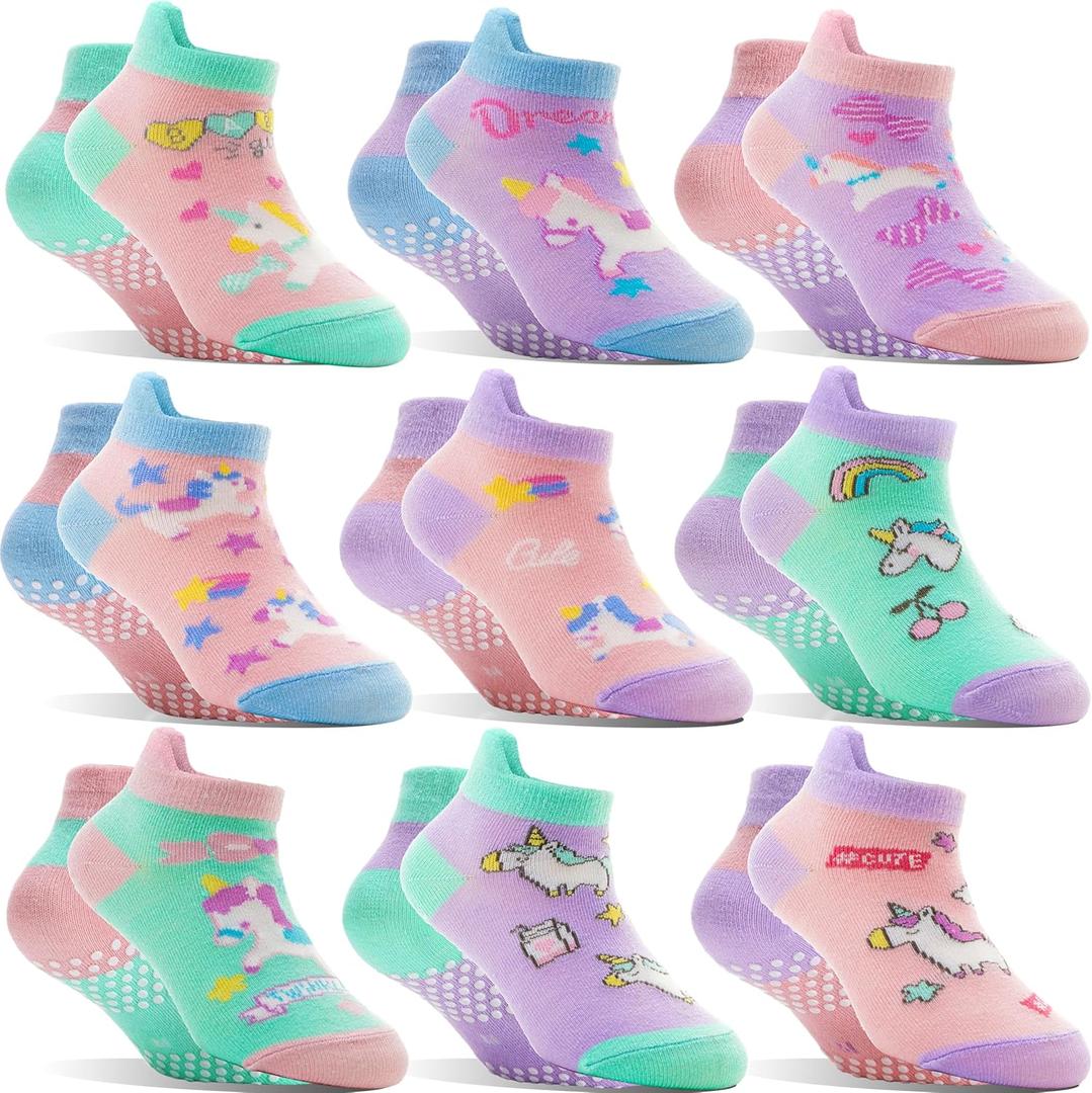 Welwoos Baby Girls Boys Toddlers Grips Socks Kids Non Slip Anti Skid Ankle Cotton No Show Socks with Grippers (for ages 1–2)