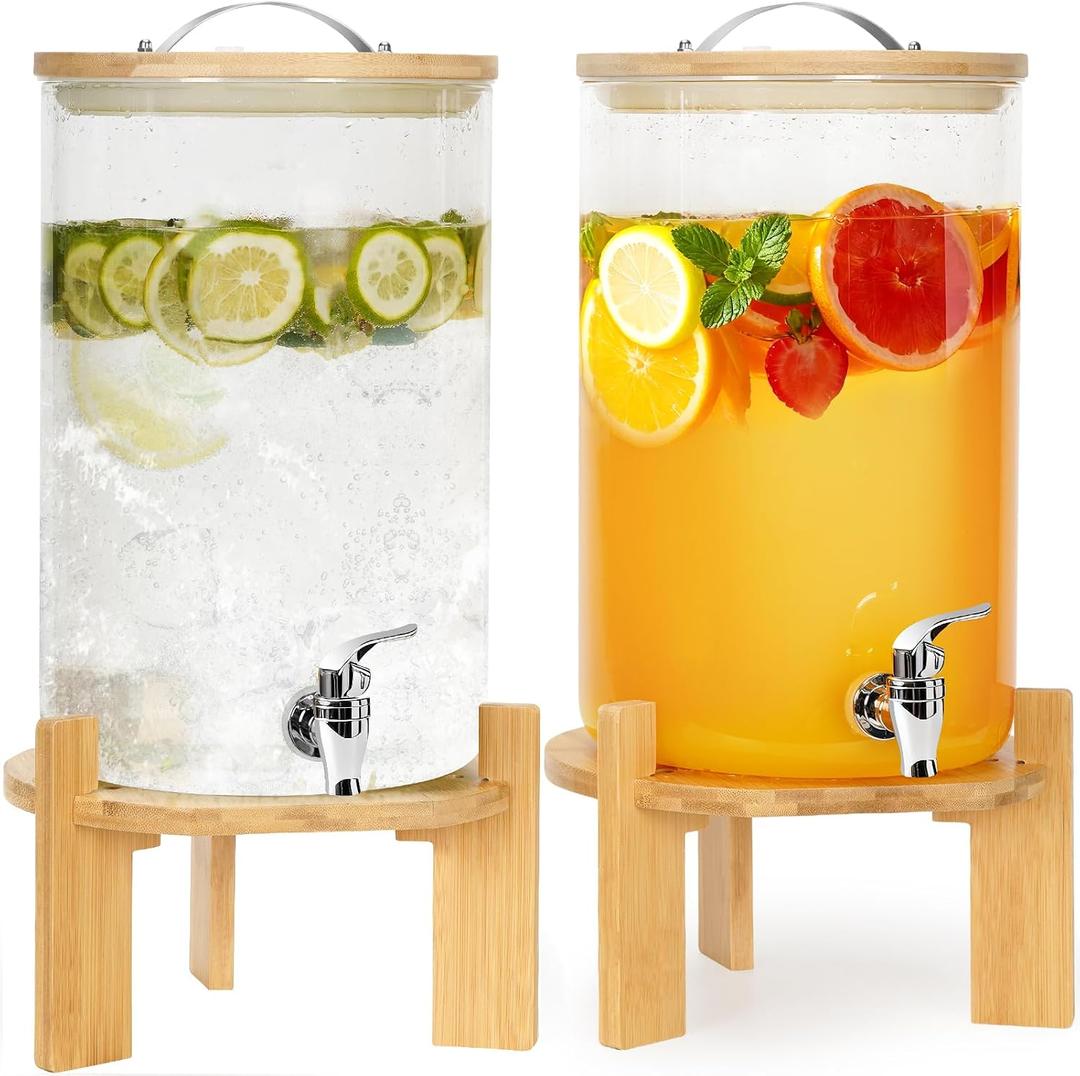 Double 2.1 Gallon Drink Dispensers for Parties with Stand