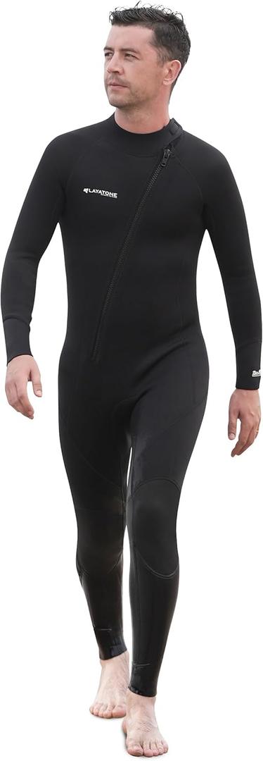 Layatone Womens 3mm Shorty Neoprene Wetsuit, Mens Full Body Front Zipper Wet Suits for Diving,Snorkeling Surfing Swimming XL