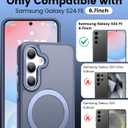 HuwaiH Magnetic Stand for Samsung Galaxy S24 FE Case, Military-Grade Protection, Anti-Fingerprint Anti-Scratch Translucent Matte Phone case for Samsung Galaxy S24 FE(Dark Blue)