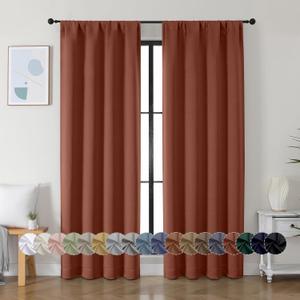 Simplebrand Ava Terracotta Blackout Curtains for Bedroom 84 Inch Length 2 Panels Set, Solid Thermal Insulated Privacy Living Room Window Treatment Curtains Blackout Drapes, W40 x L84 Inch, Terracotta